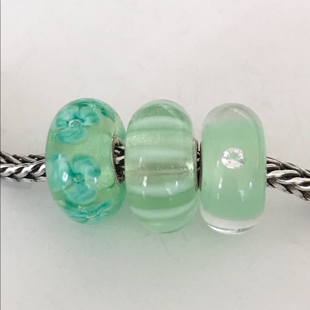 Authentic Trollbeads 3 Bead Set Glass New